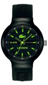 Lacoste Borneo Black Dial Black and Green Silicone Mens Watch 2010656