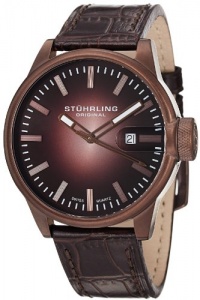 Stuhrling Original Men`s 468.3365K59 Octane Concorso Classic Swiss Quartz Date Brown Leather Strap Watch