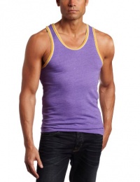 Alternative Men's Double Ringer Tank Shirt, True Purple/True Gold, Small