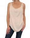 Women's Alice + Olivia Madelyn Cowl Neck Double Layer Tank Top in Nude