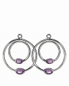 Double up with concentric hoop charms punctuated by alluring amethyst stones. The perfect complement to PANDORA french wire and hoop earrings.