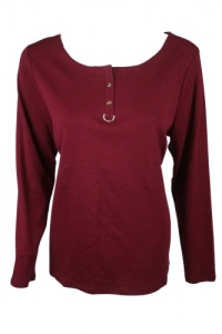 Charter Club Womens Henley Long Sleeve Top