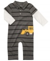 Get him ready to dig into some fun with this comfortable graphic coverall from Carter's.