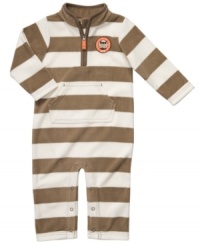 Getting baby dressed is a snap in this super soft striped microfleece jump suit from Carter's.