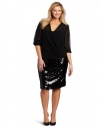 DKNYC Women's Plus-Size Sequin Long Sleeve Soft System Dress