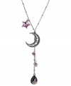 Light up the night. This Y-shaped necklace from Betsey Johnson dazzles with colorful glass crystal accents providing the shine. Crafted from hematite- and silver-tone mixed metal. Approximate length: 16 inches + 3-inch extender. Approximate drop: 3-3/4 inches.