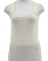 Eileen Fisher Soft White Merino Wool Ribbed Scoop Neck Tank Top X-Small