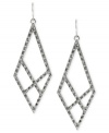 Diamond shapes can be your best friend with these long drop earrings from Kenneth Cole New York. Crafted from silver-tone mixed metal, the pair is adorned with black glass pave accents for a stunning effect. Approximate drop: 2-3/4 inches.