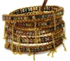 Chan Luu Fancy Jasper Wrap Bracelet with Chain Fringe on Natural Brown Leather