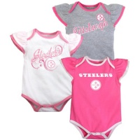 Newborn Pittsburgh Steelers 3 Piece Creeper Set (0/3M - 6/9m) 3-6 Months