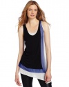 BCBGMAXAZRIA Women's Clyde Layered Front Tank Top, Black Combo, Small