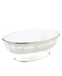 Pass the vegetables in a pleasing bone china bowl decorated with a delicate floral design with textured white beads and elegant platinum trim. From Lenox's dinnerware and dishes collection.