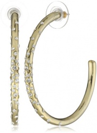 Nine West HOOP THERE IT IS Gold-Tone Crystal Pave C Hoop Earrings