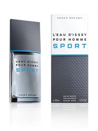 L'Eau d'Issey Pour Homme Sport is inspired by the pure emotions and values of sport. A fragrance of crisp freshness and energy, like a deep breath at the top of mountain peak. The bottle design reflects innovations in sport, such as its ski-glass effect, grip cap and engraved metal collar. A true meeting of nature and technology.