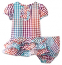 Hartstrings Baby-girls Infant Plaid Dress And Diaper Cover Two Piece Set, Orange Multi, 24 Months