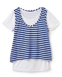 Aqua Girls' Stripe 2fer Tank Top - Sizes S-XL