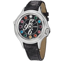 Fendi Crazy Carats Ladies Black Strap Multi-Gemstone Watch F104031011T02