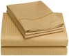 Renaissance Collection 600-Thread-Count Woven Cotton Stripe Queen Sheet Set, Cafe