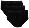 HUGO BOSS Men's 3 Pack Traditional Brief, Black, Large