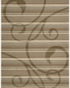 Nourison Elements Mocca Stripe 5.6-Feet by 7.5-Feet 100% Wool Area Rug