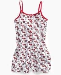 Keep her covered. She'll stay snuggly in this coverup romper from Hello Kitty,