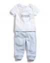 GUESS Kids Boys Tee Shirt & Pants Set with Hat, WHITE (3/6M)