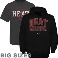 NBA Majestic Miami Heat In UR Face Pullover Big Sizes Hoodie And T-Shirt Combo - Black/Charcoal