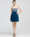 Aqua's party-perfect dress features a tonal sequined bust and dramatic draping at the skirt.