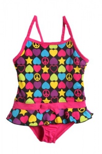 Infant Girls 1 piece fuchsia retro print swimsuit (24 mo)