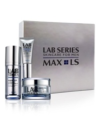 The anti-age system engineered for men to keep skin looking younger longer. This Lab Series Skincare for men MAX LS set includes: MAX LS Age-Less Face Cream 1.7 oz., MAX LS Instant Eye Lift 0.5 oz., MAX LS Overnight Renewal Serum 1 oz.