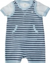 Ralph Lauren Layette Boy's Striped Shortall Set (6 Month, Cold Springs)