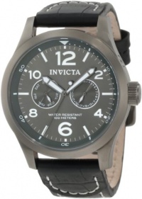 Invicta Men's 10492 Specialty Military Charcoal Dial Black Leather Watch