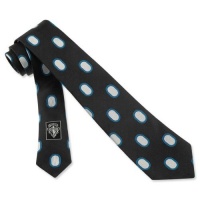 Black Silk Tie | Geometric Oval Narrow Necktie