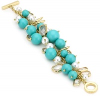 Anne Klein Sorbet Gold-Tone Multi-Turquoise Colored Shaky Bauble Bracelet