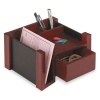 Rolodex 81767 Mahogany wood & black faux leather desk director, 7-1/8 w x 6-11/16d x 4-1/8h