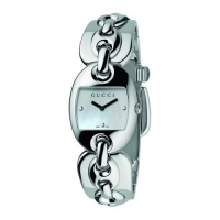 Gucci Women's YA121504 Marina Chain Small Steel Bangle White MOP Dial Diamonds Watch