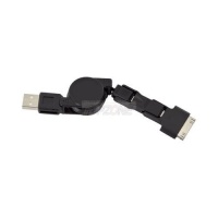 3IN1 Retractale Micro Mini USB Apple Universal Sync Charge / Data cable - Black