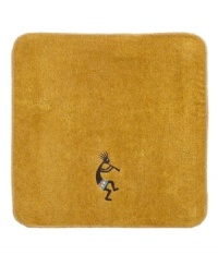 Embodying the spirit of music, the Native American deity Kokopelli dances his way across this charming wash towel. Woven from sheared cotton velour with a polyester band. Stitched canvas tape border.