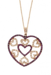 Effy Jewlery 14K Rose Gold Ruby and Diamond Heart Pendant, 1.73 TCW