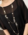 Succubus Fashion Classic Logo Necklace Pearl Long Sweater Chain