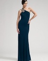 DAVID MEISTER Stunning Navy Blue Jersey Knit Long Evening Gown Dress 4 NEW