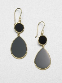 From the Polished Rock Candy® Collection. Rich black onyx set in radiant 18k gold in a chic dual drop shape. 18k goldBlack onyxDrop, about 2.2Hook backImported 