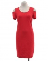 DKNY Lacquer Red Short Sleeve Cold Shoulder Sheath Dress 2