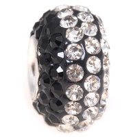 Swarovski CZ Diamond Black and White Bead Silver Single Core Fit Pandora Chamilia Style Bracelet