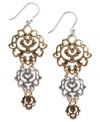 Openwork works in this pair of drop earrings from Lucky Brand. Crafted from gold- and silver-tone mixed metal, the earrings are intricately designed for a complex, yet stylish approach. Approximate drop: 2-3/8 inches.