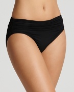 Subtle and designed to flatter a range of figures, Carmen Marc Valvo has taken care to construct the perfect little black bikini bottom.