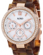 XOXO Women's XO5525 Tortoise Bracelet with Rhinestones on Rose Gold Case Watch