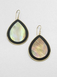 From the Polished Rock Candy® Collection. Iridescent black shell with a rich black onyx border set in radiant 18k gold in a chic teardrop shape. 18k goldBlack shellBlack onyxDrop, about 2Hook backImported 