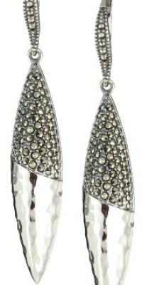 Judith Jack Silver SEA Sterling Silver and Marcasite Shield Drop Earrings