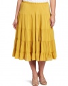 Karen Kane Women's Plus-Size Crushed Tiered Skirt, Gold, 3X